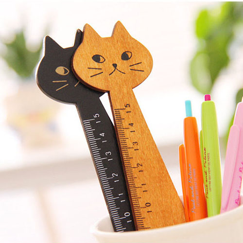 Segnalibro Righello in Legno Gatto Giallo Nero Antiage