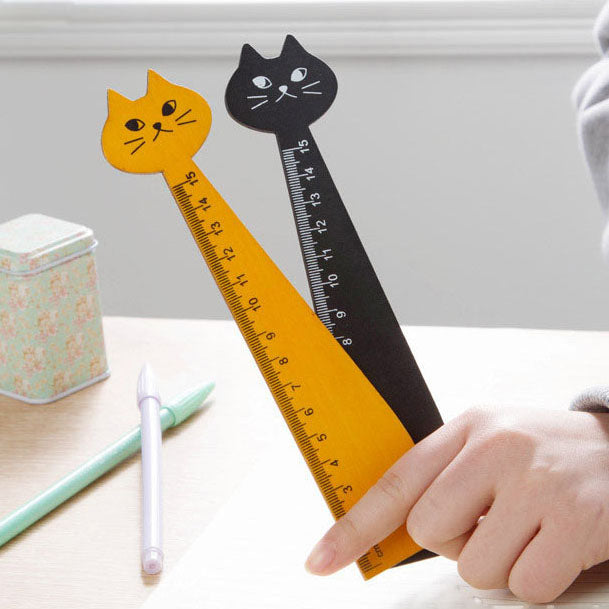 Segnalibro Righello in Legno Gatto Giallo Nero Antiage