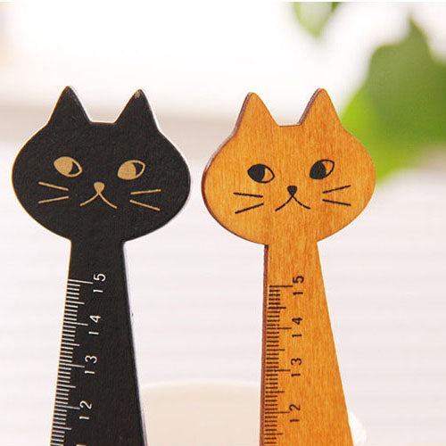 Segnalibro Righello in Legno Gatto Giallo Nero Antiage