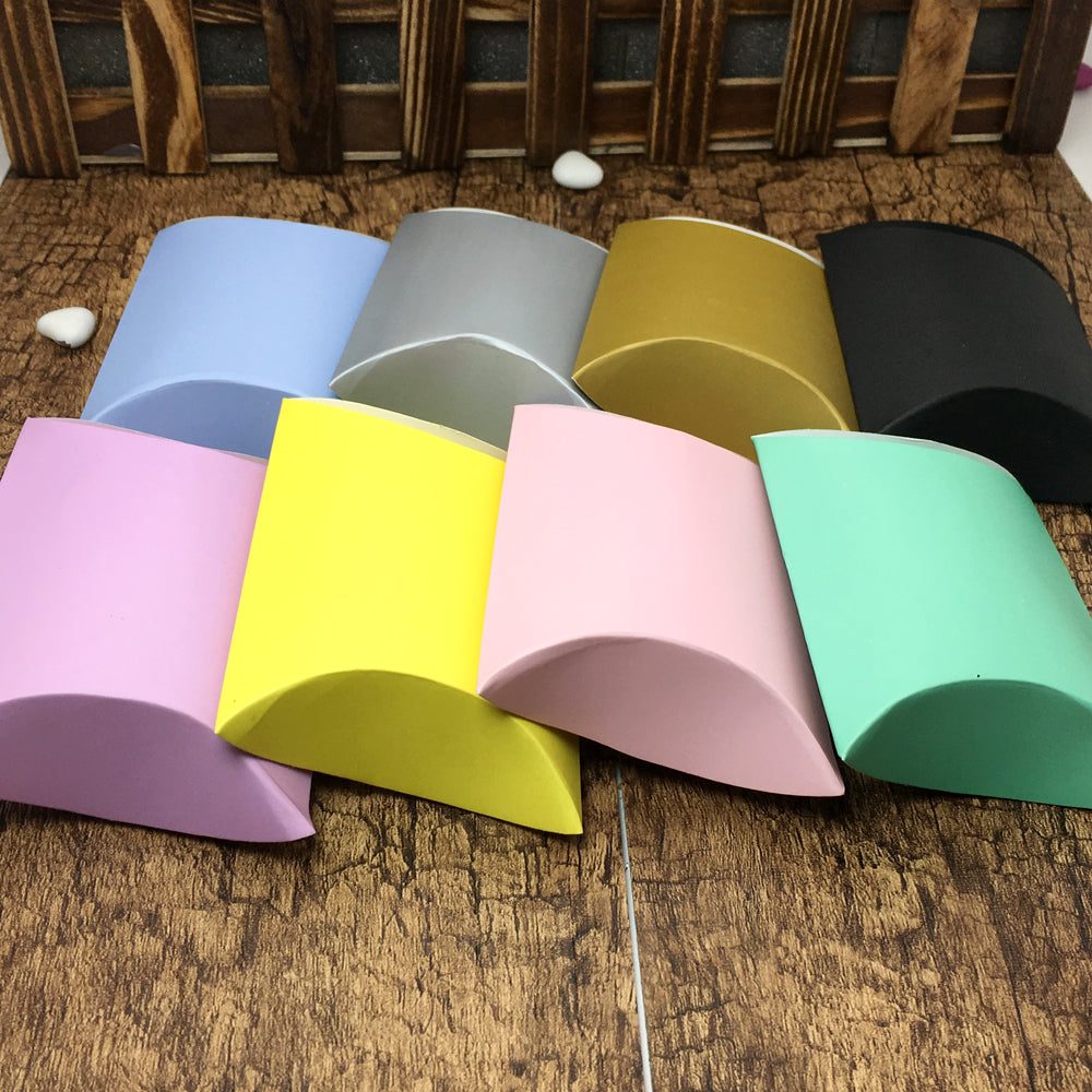 50pz Portaconfetti Scatole Cuscino In Carta Kraft Semplice Fai DA Te