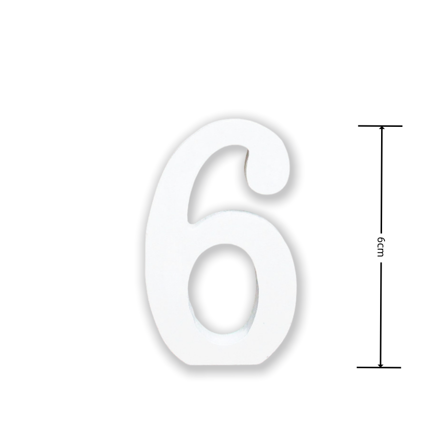 Numeri Decorativi in Legno, 0-9, Bianco, 6 cm di Lunghezza, 0.9cm di Spessore Con autoadesivi