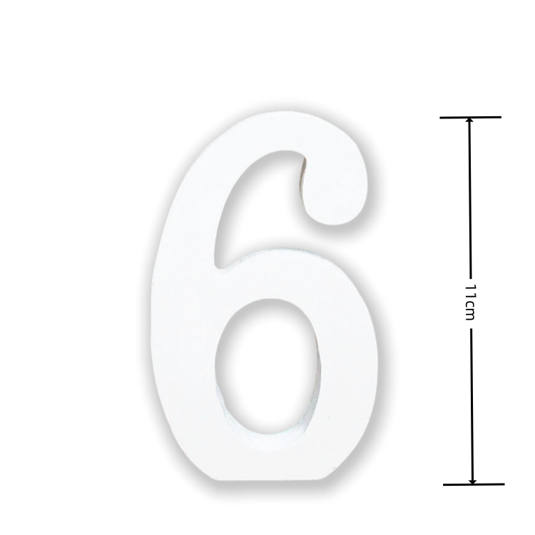 Numeri Decorativi in Legno, 0-9, Bianco, 11 cm di Lunghezza, 1,2 cm di Spessore