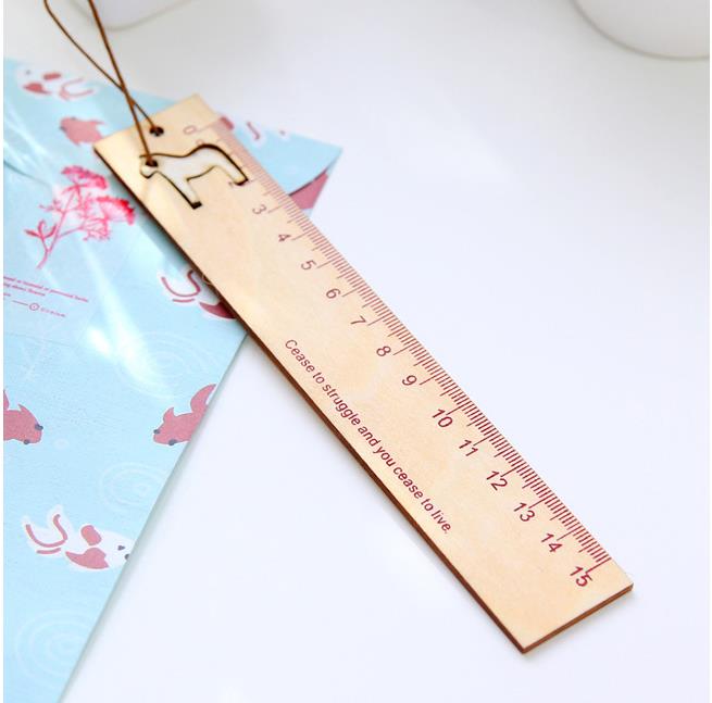 Segnalibro Righello in materiale Legno elegante taglia con ciondolo regalo