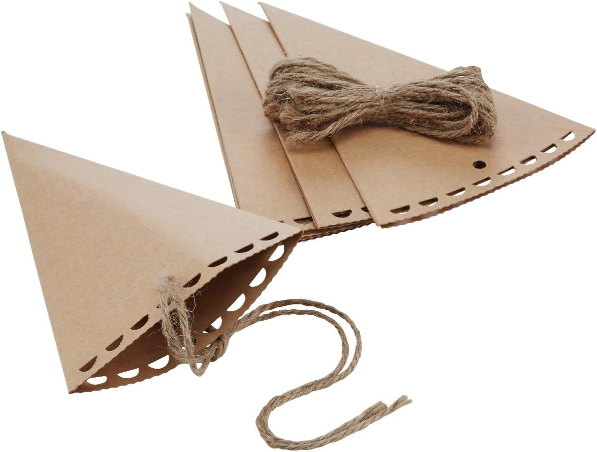 100pz Coni Pronti Porta Riso Petali Matrimonio Tema Naturale Cartoncino Kraft Corda di Canapa