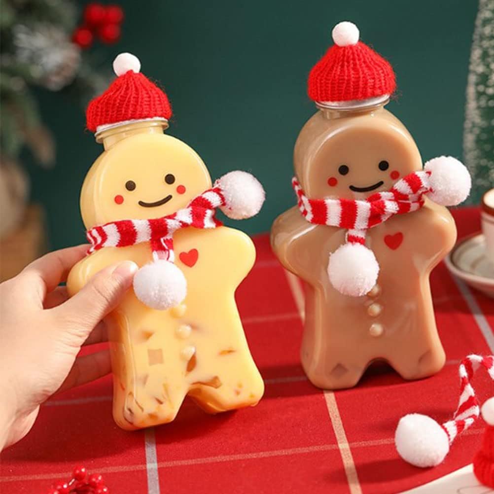 Set di Cappello Natalizia Rosso e Sciarpa a Strisce elastico lavorato a maglia, Decorazioni Natalizie per Bottiglie