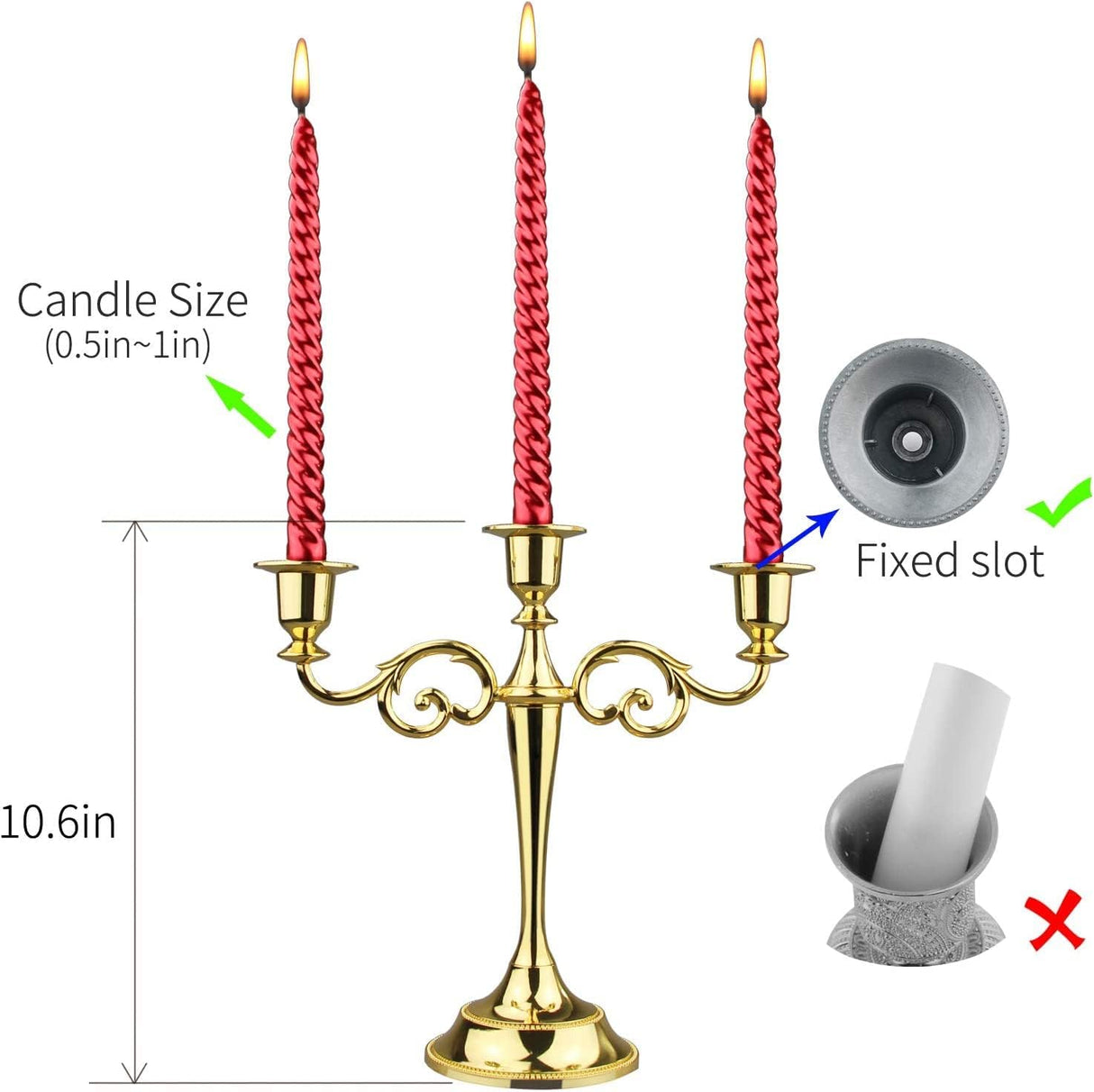 Candeliere Candelabro 3 braccia candele Centrotavolo metallo