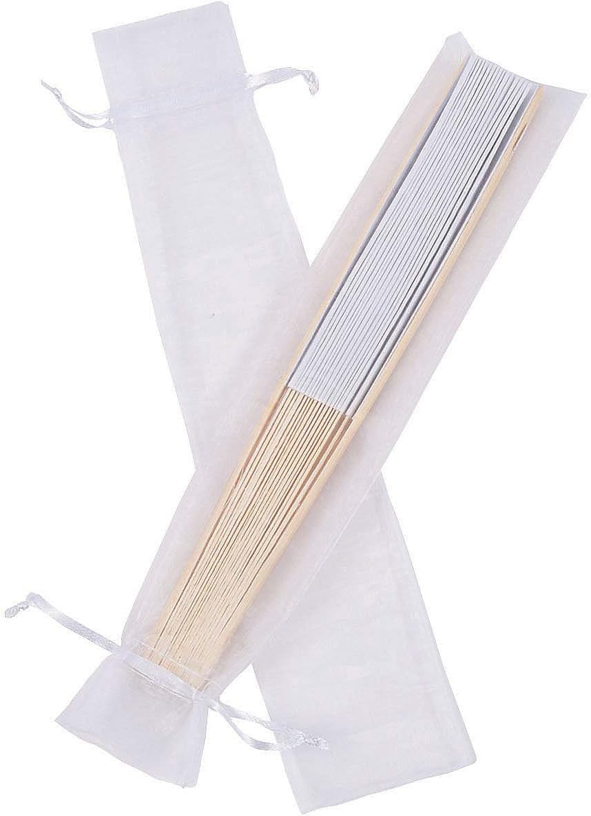 30 pezzi Sacchetti per ventagli in organza bianchi 6 * 26cm Confezione regalo ospiti
