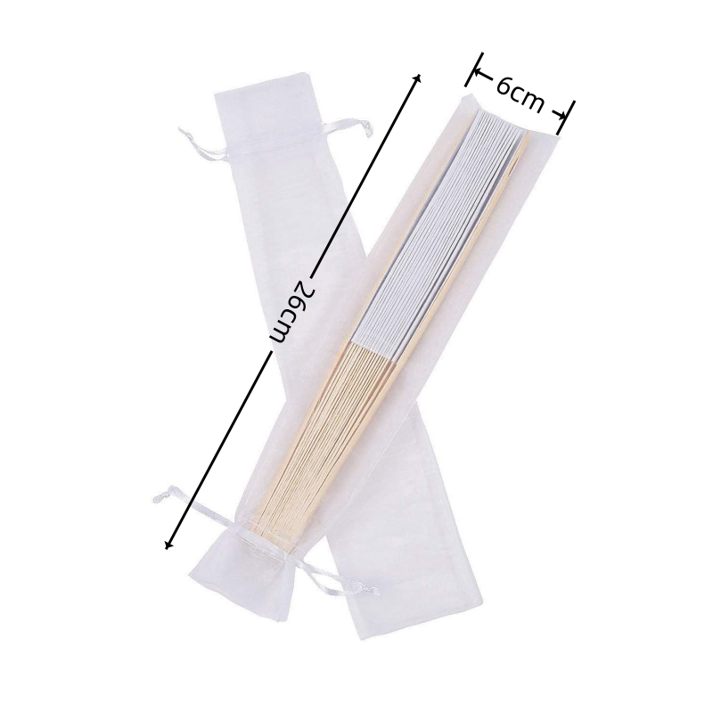 30 pezzi Sacchetti per ventagli in organza bianchi 6 * 26cm Confezione regalo ospiti