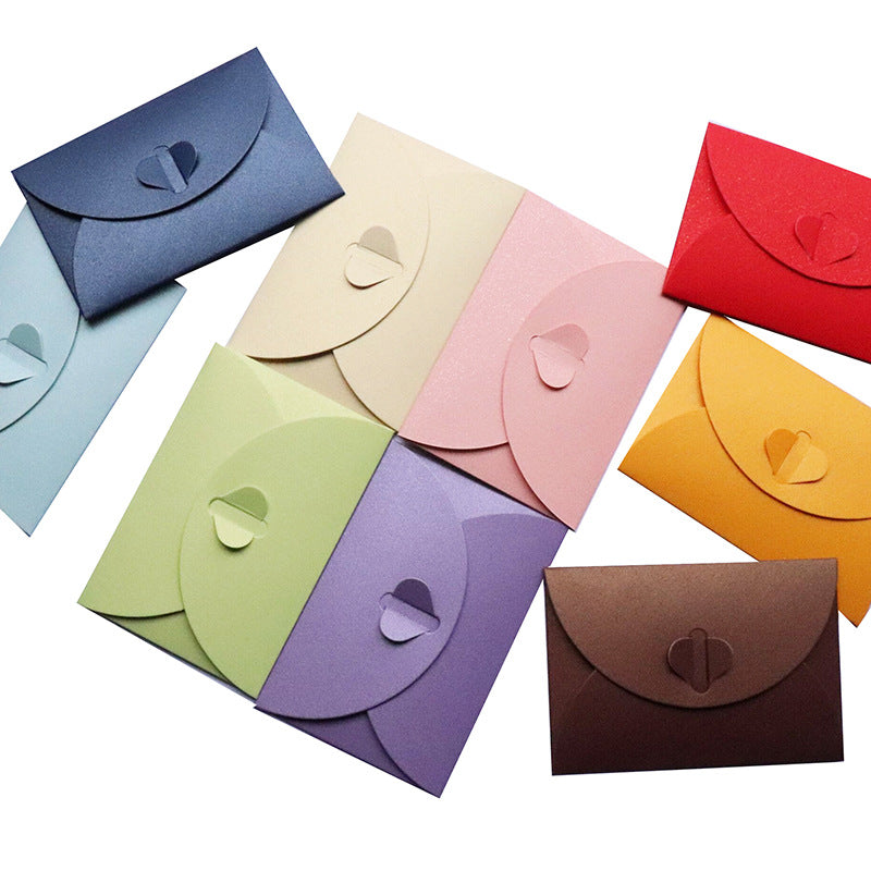 20 Buste di Carta perlata chiusura cuore biglietti auguri inviti ringraziamento