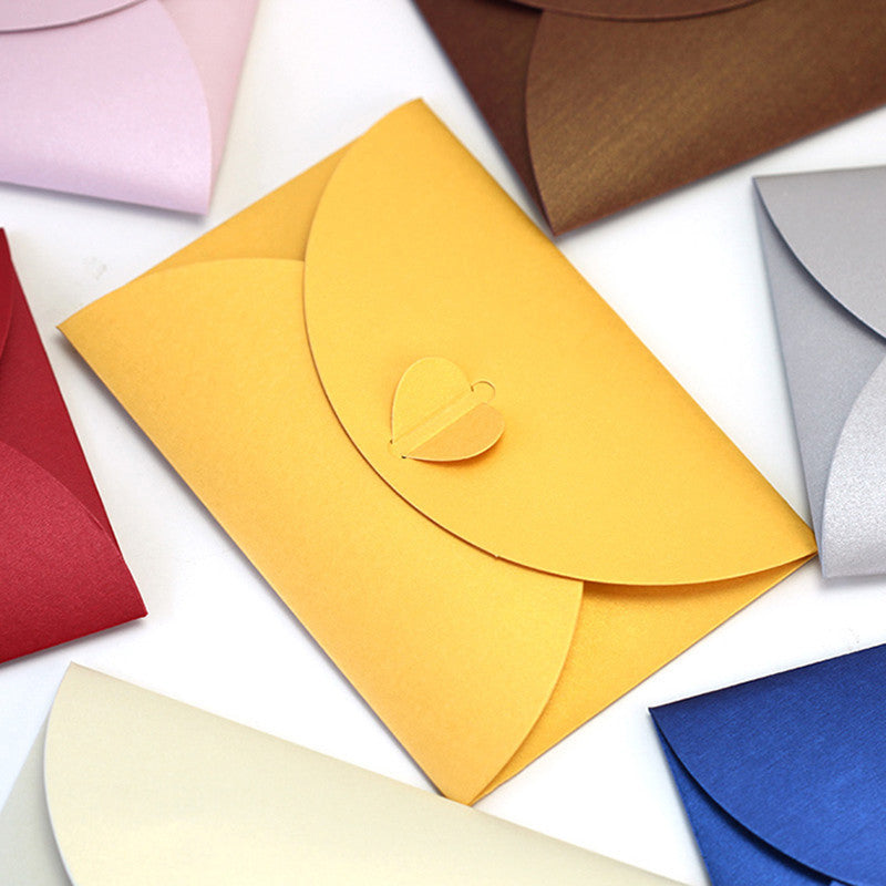 20 Buste di Carta perlata chiusura cuore biglietti auguri inviti ringraziamento