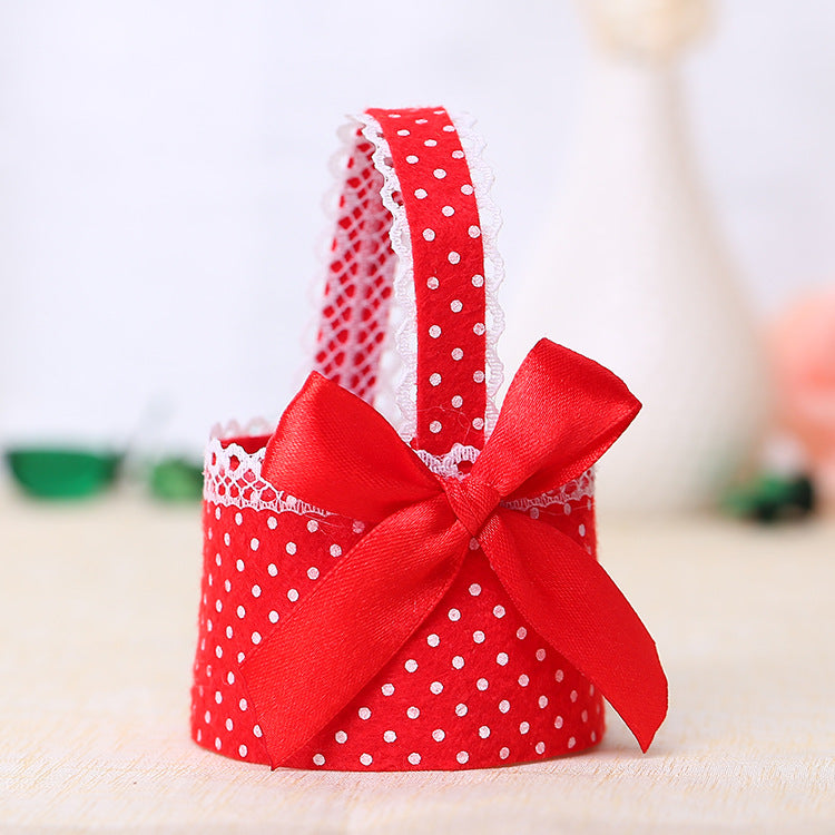 Mini Cestino Con Fiocco Portaconfetti Rosso Pois