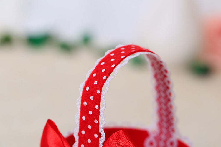 Mini Cestino Con Fiocco Portaconfetti Rosso Pois