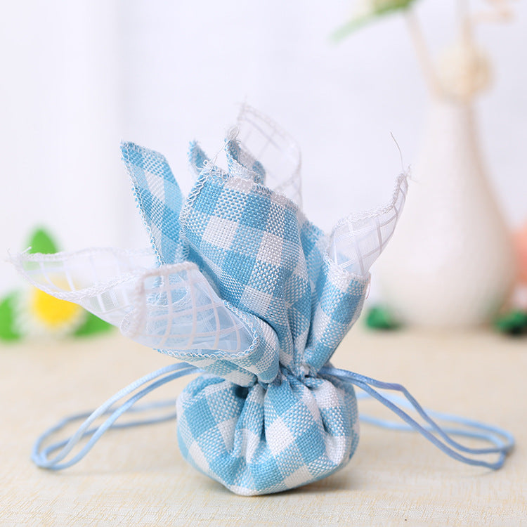 10 Sacchetti Portaconfetti Cotone Quadrata Con Tirante