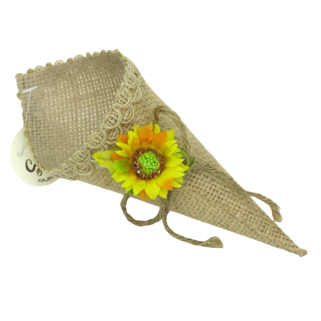 Cono Porta confetti Porta Riso Girasole Materiale Iuta Rustico
