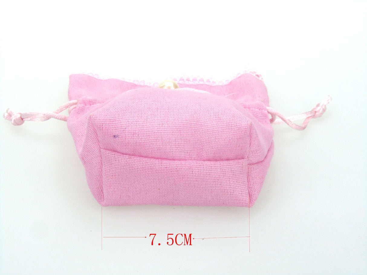 10x Sacchetti Portaconfetti con Tessuto Fiocco Perline Fiore Tirante