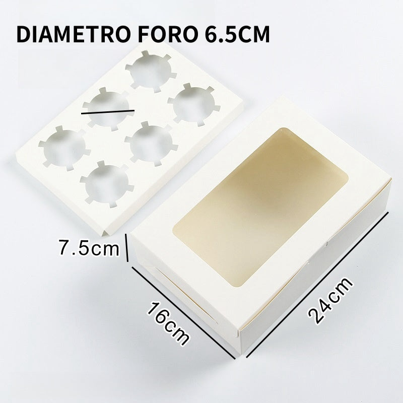 10 pezzi Scatole per Muffin Cupcake con i fondi fori Finestra Vetrina Trasparente dolce torta