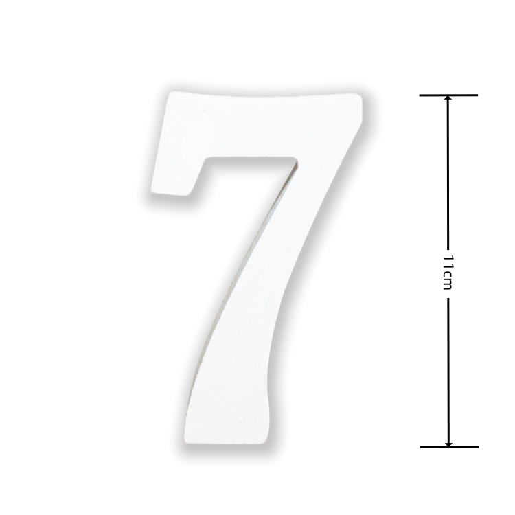 Numeri Decorativi in Legno, 0-9, Bianco, 11 cm di Lunghezza, 1,2 cm di Spessore