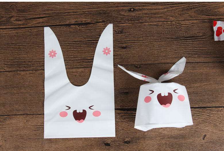 10pz Sacchetti Bustine Plastica Forma Coniglio con le orecchie lunghe