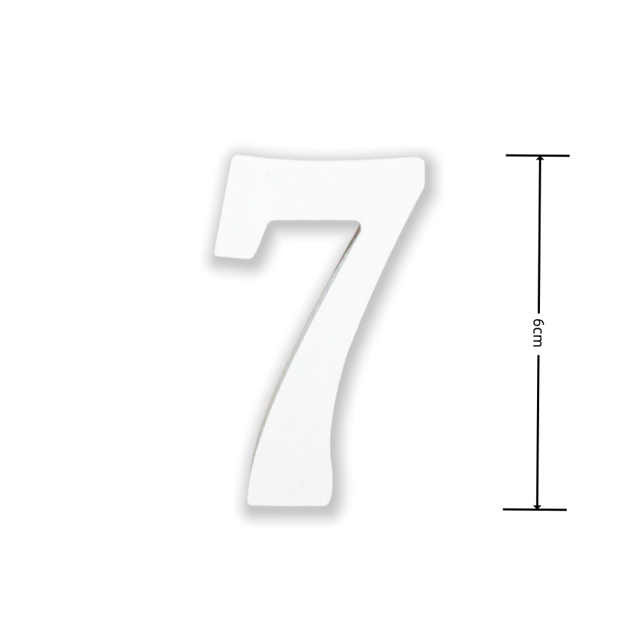 Numeri Decorativi in Legno, 0-9, Bianco, 6 cm di Lunghezza, 0.9cm di Spessore Con autoadesivi