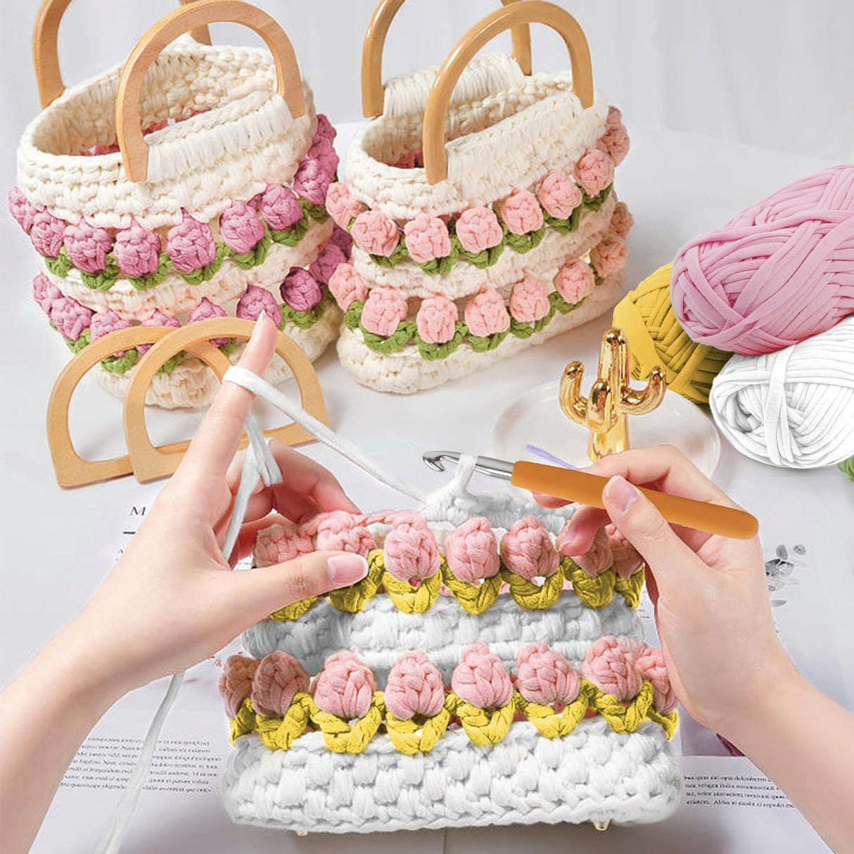 Fettuccia per Uncinetto 200g - Filato in Tessuto Morbido, Riciclato ed Elastico per Lavori a Maglia, Borse, Tappeti, Decorazioni - Vari Colori