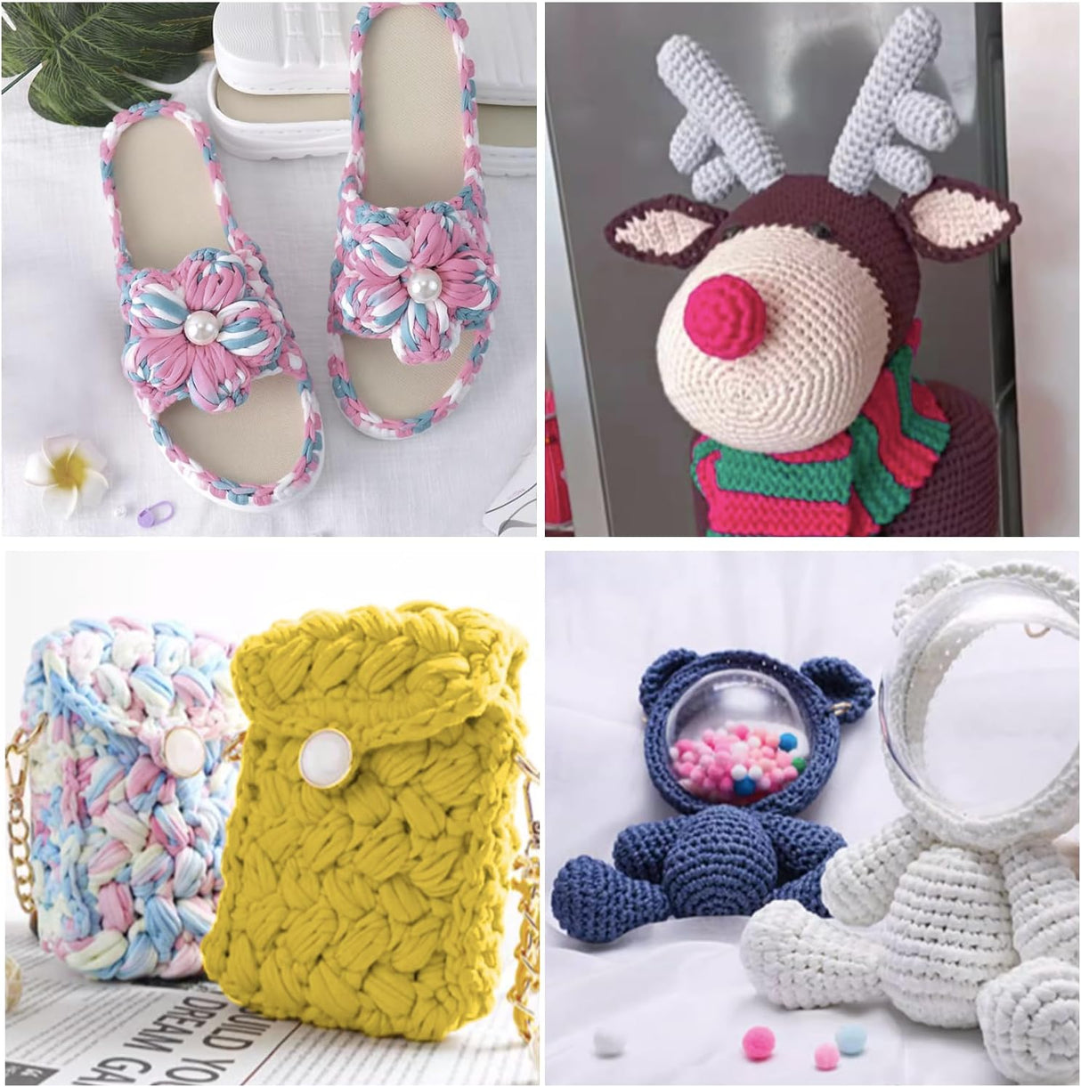 Fettuccia per Uncinetto 200g - Filato in Tessuto Morbido, Riciclato ed Elastico per Lavori a Maglia, Borse, Tappeti, Decorazioni - Vari Colori