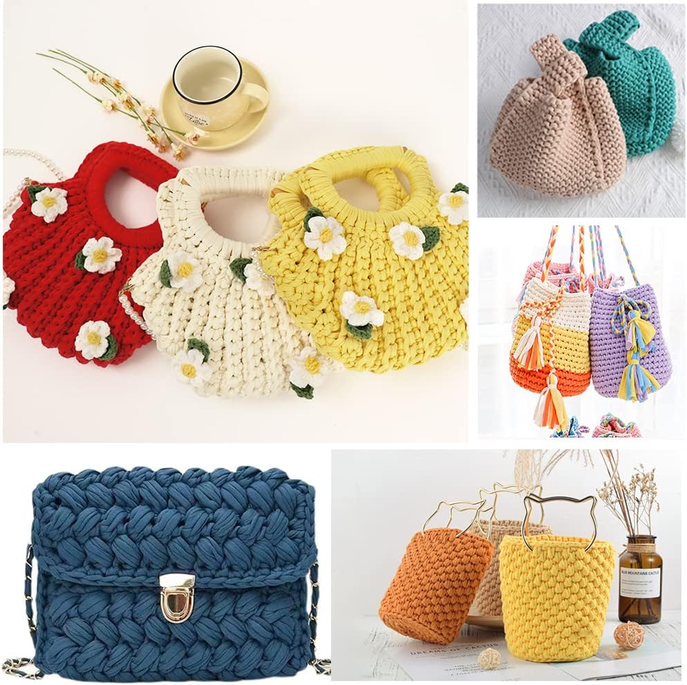 Fettuccia per Uncinetto 200g - Filato in Tessuto Morbido, Riciclato ed Elastico per Lavori a Maglia, Borse, Tappeti, Decorazioni - Vari Colori