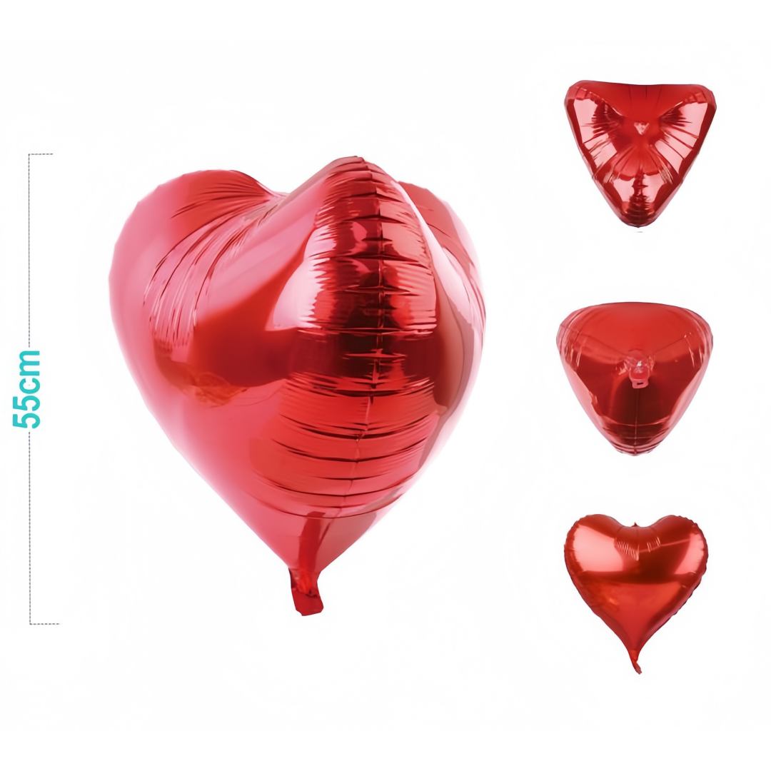 Palloncino MYLAR a Forma di Cuore Rosso 3D 55cm - Decorazione Romantica per Feste e Occasioni Speciali