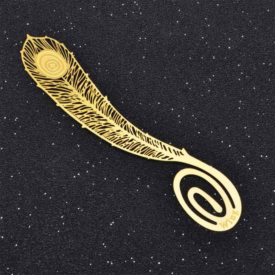 Segnalibro In Materiale Lega Sottile Piume di Pavone Oro