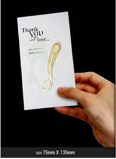 Segnalibro In Materiale Lega Sottile Piume di Pavone Oro