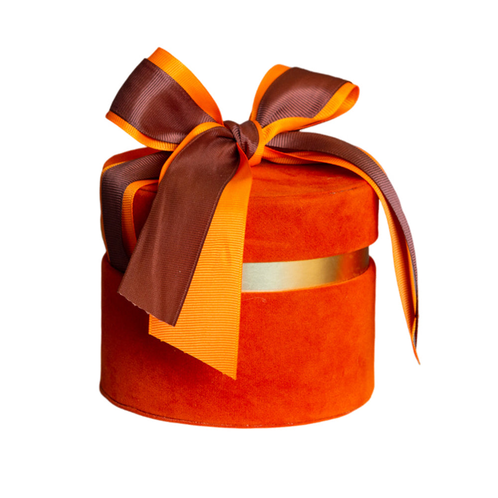 Cappelliera Scatola rivestita in velluto con nastro doppio raso