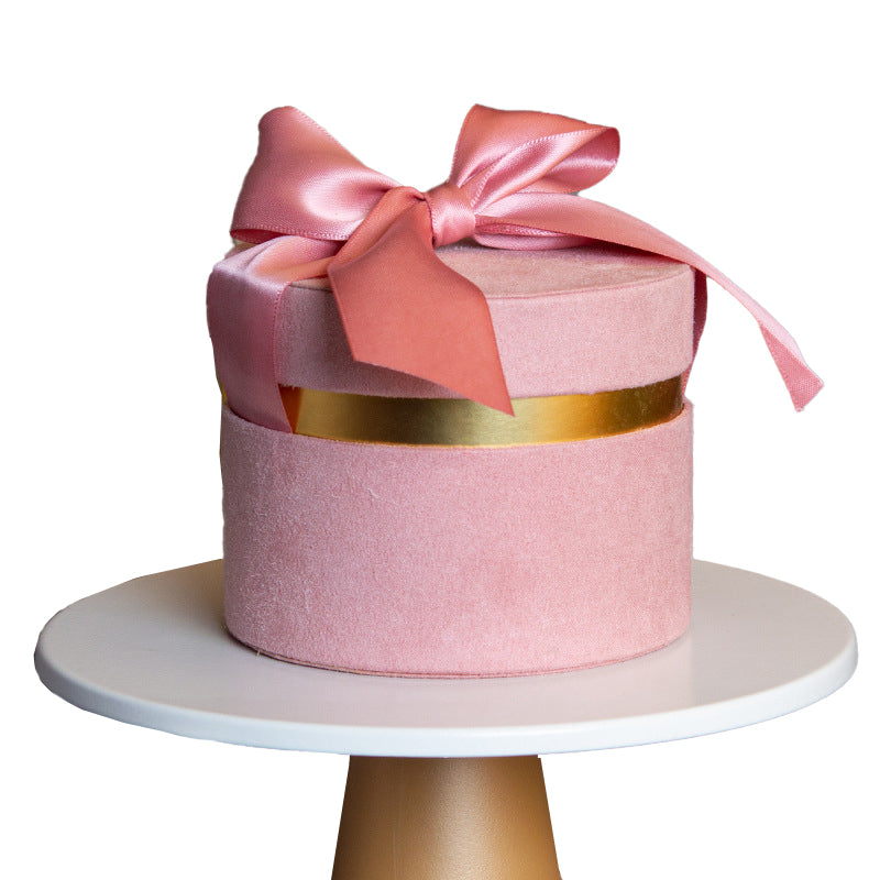 Cappelliera Scatola rivestita in velluto con nastro doppio raso