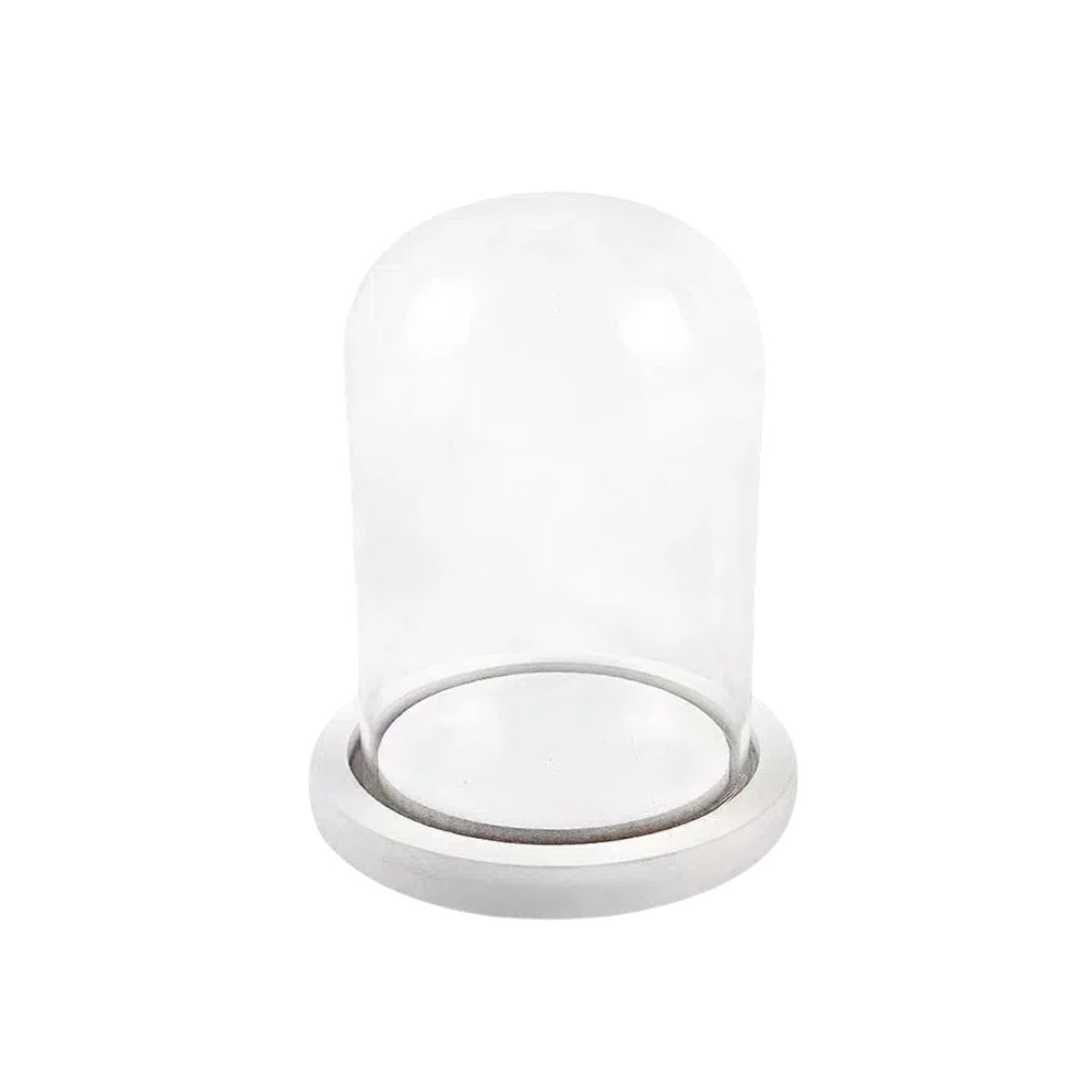 Campana di Vetro con Base in Legno, Cupola vetro esposizione vetrina Centrotavolo Porta candela