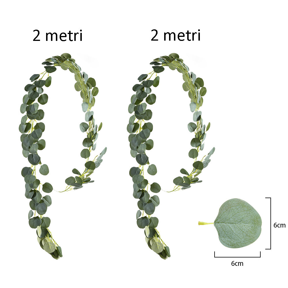 2 Metri Ghirlanda di Foglie Finto Eucalipto artificiale Decorazioni per arco di nozze