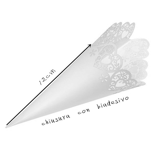 100pz Cono Coni Fai da Te Portaconfetti Portariso Chiusura Veloce con Biadesivo