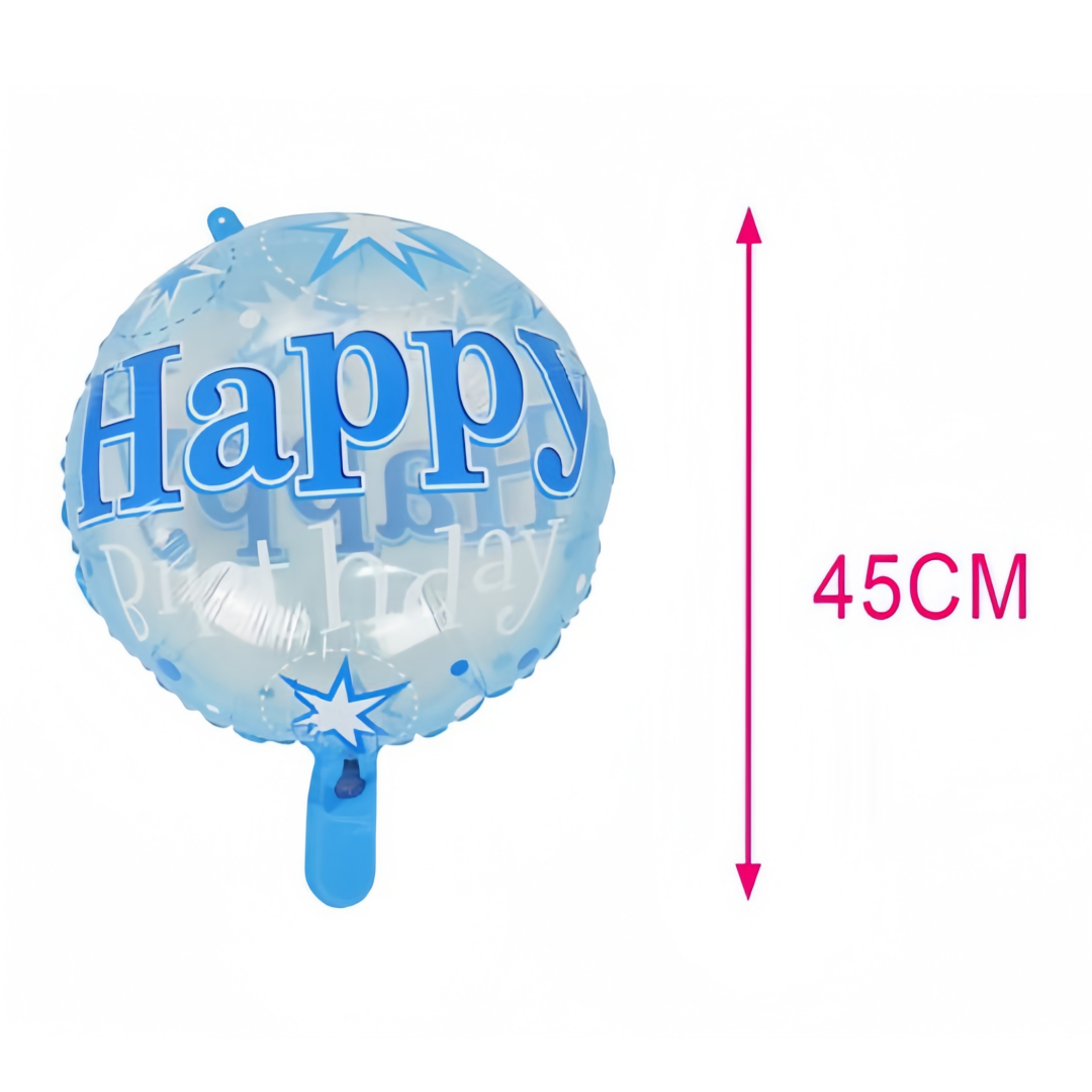 Palloncino MYLAR Rotondo Blu "Happy Birthday" 45cm