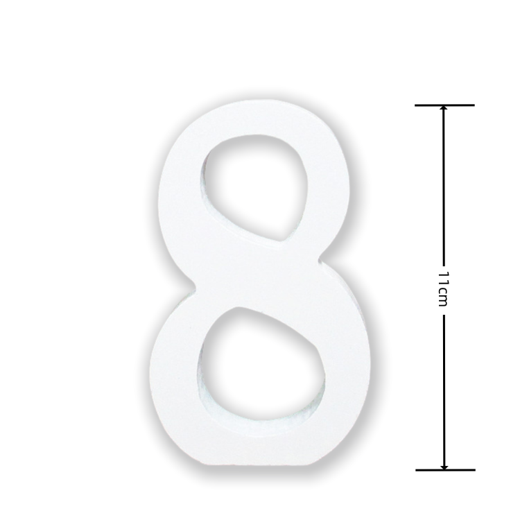 Numeri Decorativi in Legno, 0-9, Bianco, 11 cm di Lunghezza, 1,2 cm di Spessore