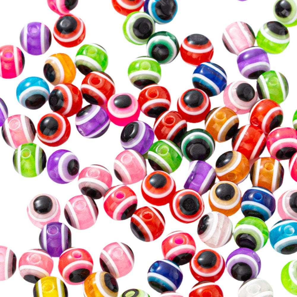 50 Perline Malocchio Colorate per Creazione di Gioielli, Kit Fai da Te, Dimensione 8 mm