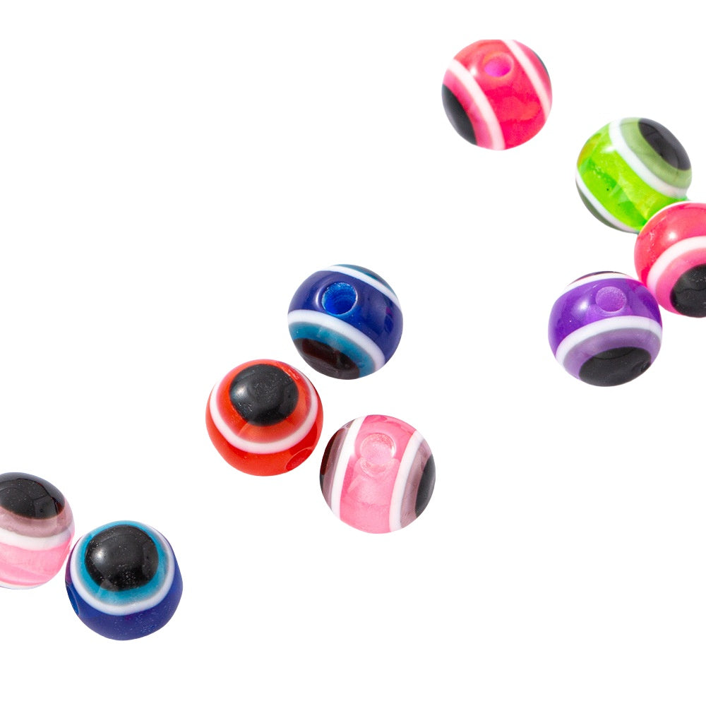 50 Perline Malocchio Colorate per Creazione di Gioielli, Kit Fai da Te, Dimensione 8 mm