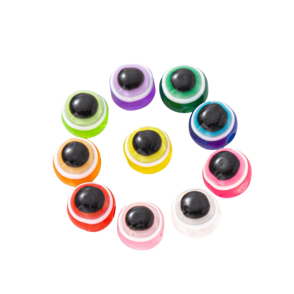 50 Perline Malocchio Colorate per Creazione di Gioielli, Kit Fai da Te, Dimensione 8 mm