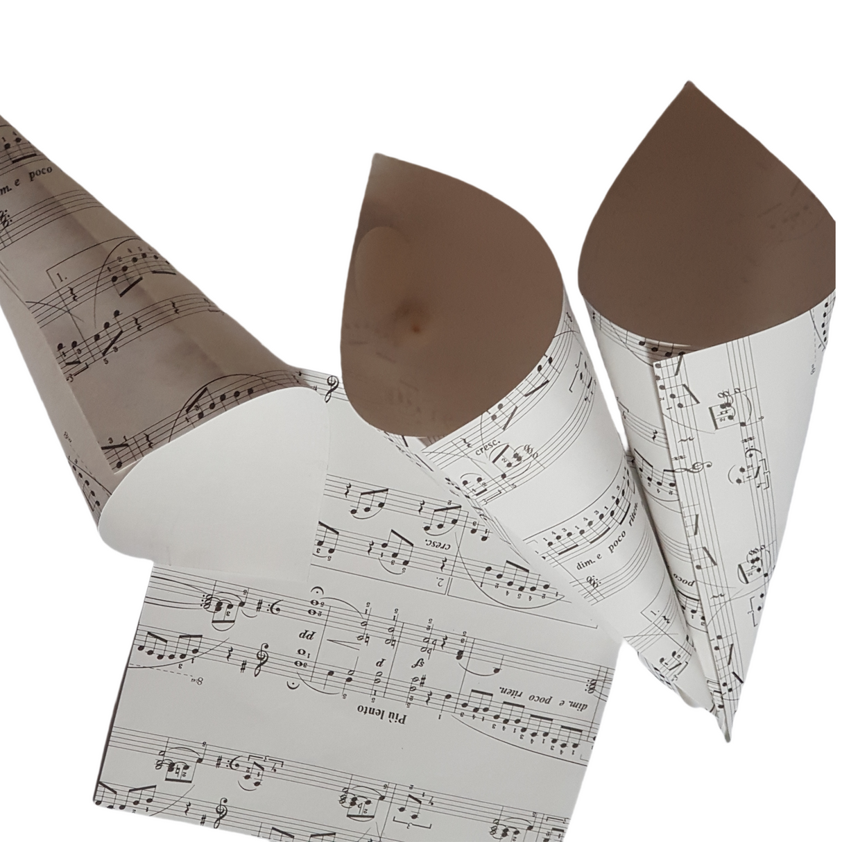 50pz Coni Porta Petali Confetti Tema Musica Cartoncino Kraft Biadesivo