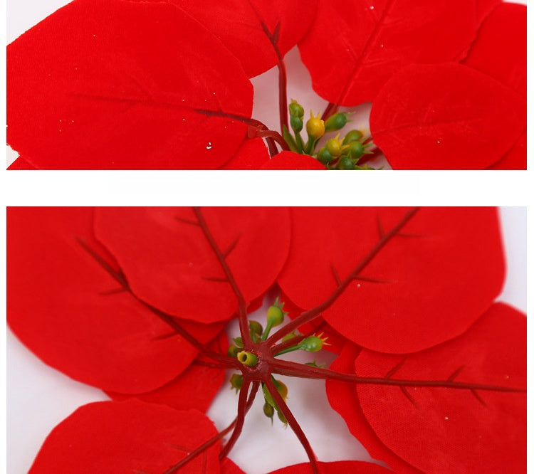 Fiore stella natale 5 teste di tessuto bouquet di poinsettia