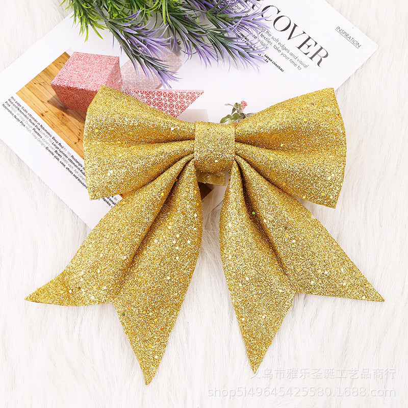 Fiocchi Natalizi Decorativi Glitterati – Set da 5 Pezzi, 3 Colori Assortiti, 20×17 cm, Decorazioni per Albero di Natale, Regali e Addobbi Festivi