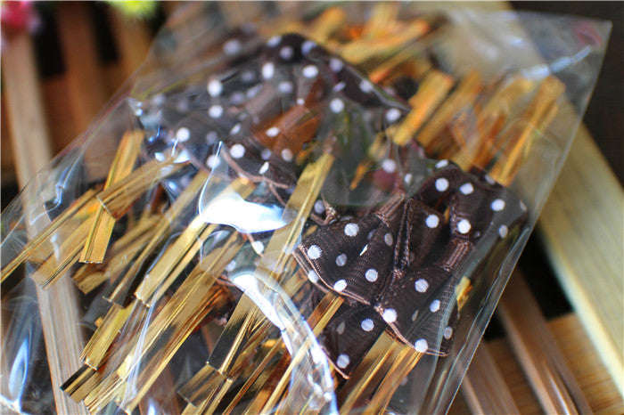 50 Pezzi Lacci Legacci in filo metallico per sacchetti Chiusura Confezione Clip Fiocco