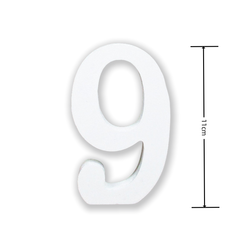 Numeri Decorativi in Legno, 0-9, Bianco, 11 cm di Lunghezza, 1,2 cm di Spessore