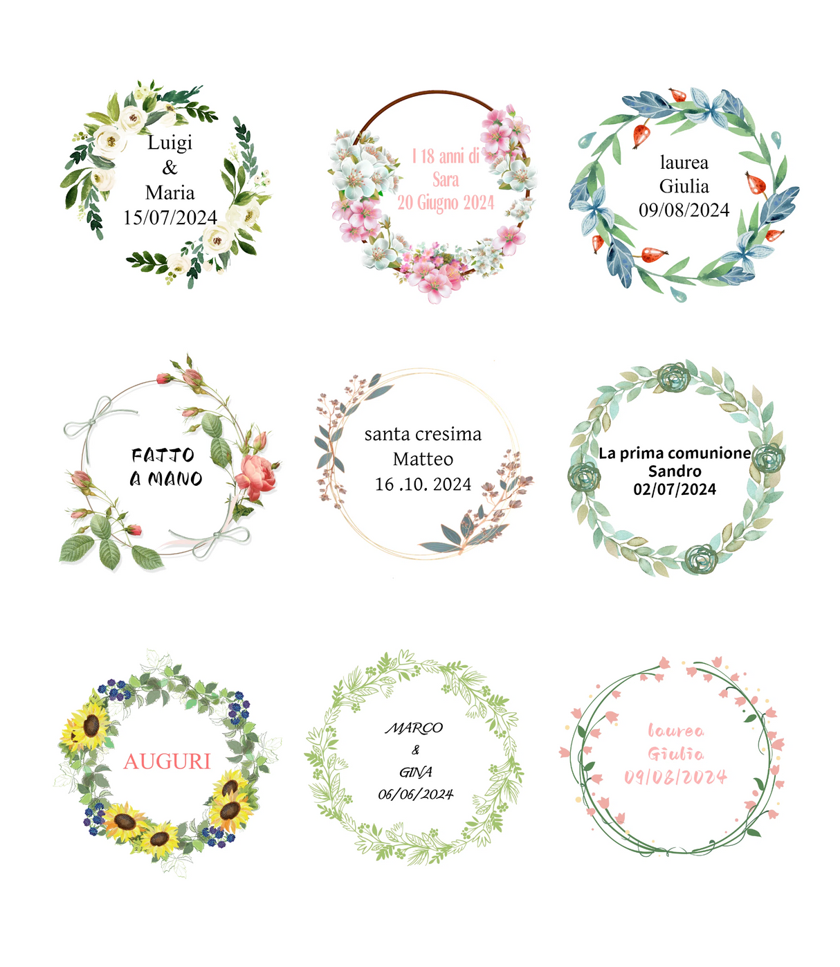 20 pezzi Adesivi Etichette rotondi personalizzati 5cm