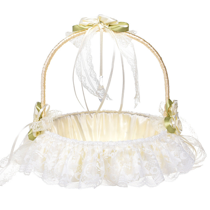 Cestino Avorio Matrimonio Vinimi con la decorazione Nastro per fiori, petali damigelle