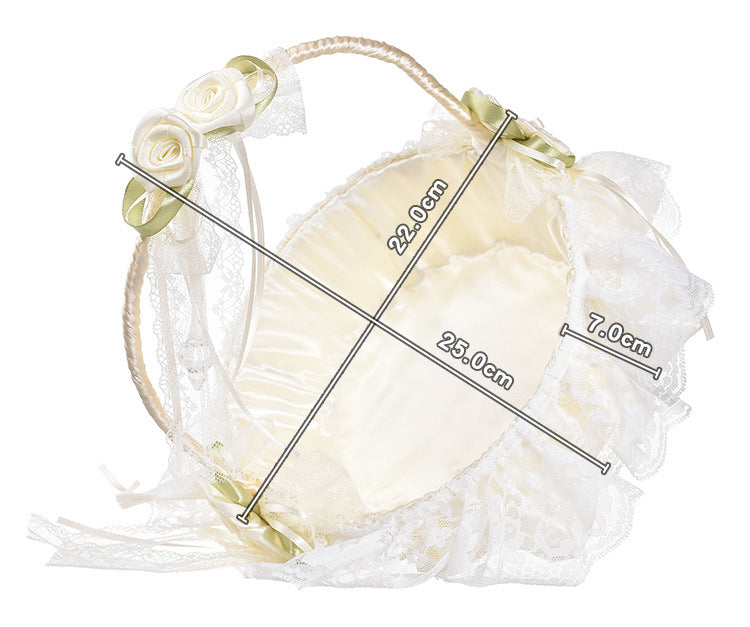 Cestino Avorio Matrimonio Vinimi con la decorazione Nastro per fiori, petali damigelle