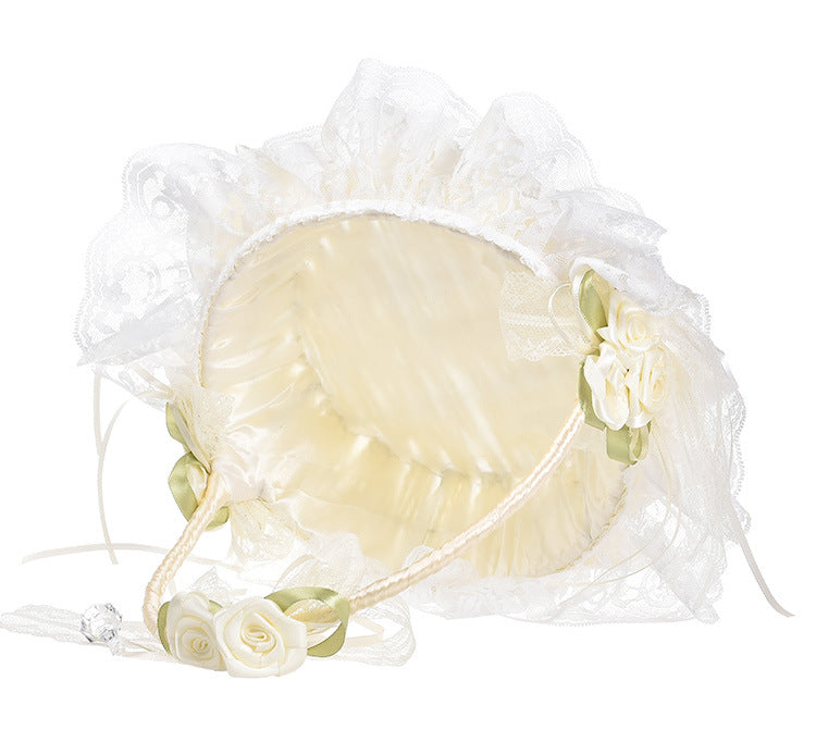 Cestino Avorio Matrimonio Vinimi con la decorazione Nastro per fiori, petali damigelle