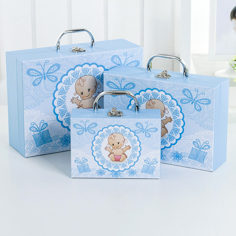 Scatola Valigia Con Manico Porta oggetto Astuccio Regalo Ospiti Nascita Battesimo