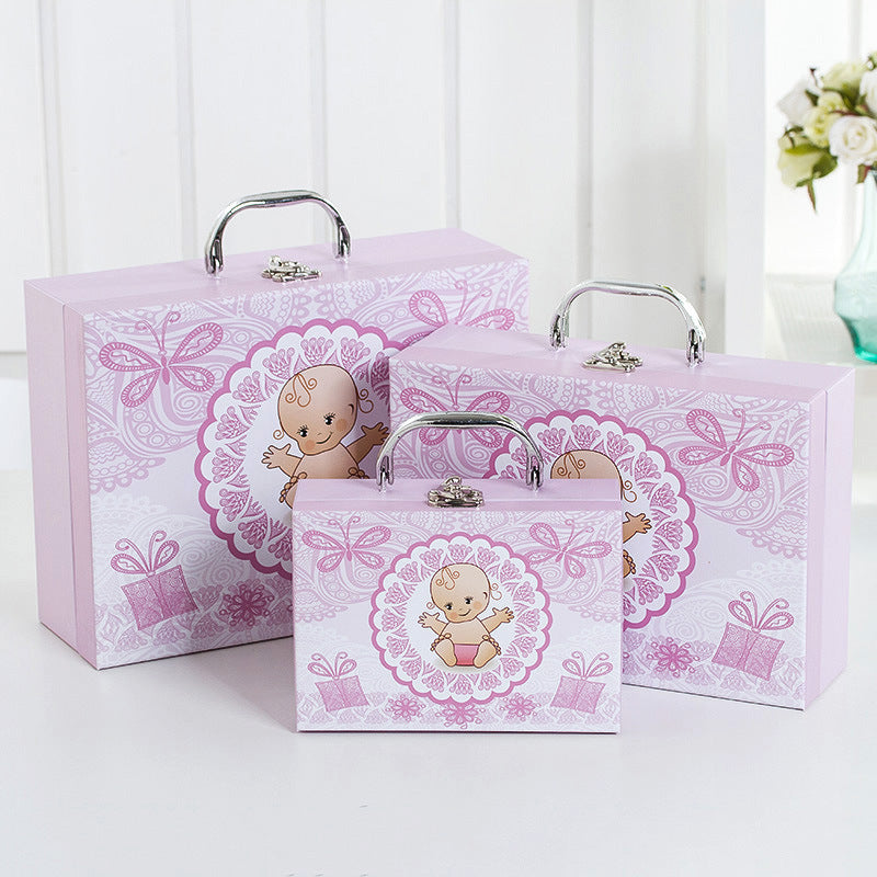 Scatola Valigia Con Manico Porta oggetto Astuccio Regalo Ospiti Nascita Battesimo